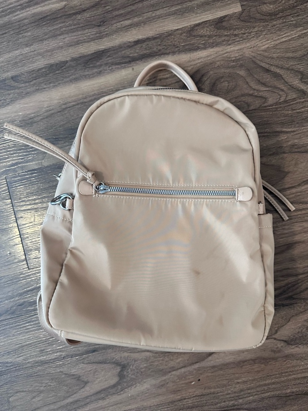 Tan Silky Backpack For Women Small Size Gently Used